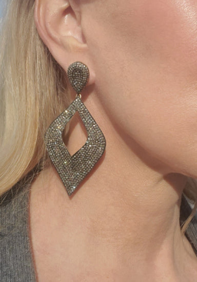 Mo_MeLarge Diamond Cut-Out Diamond Dangle Earring