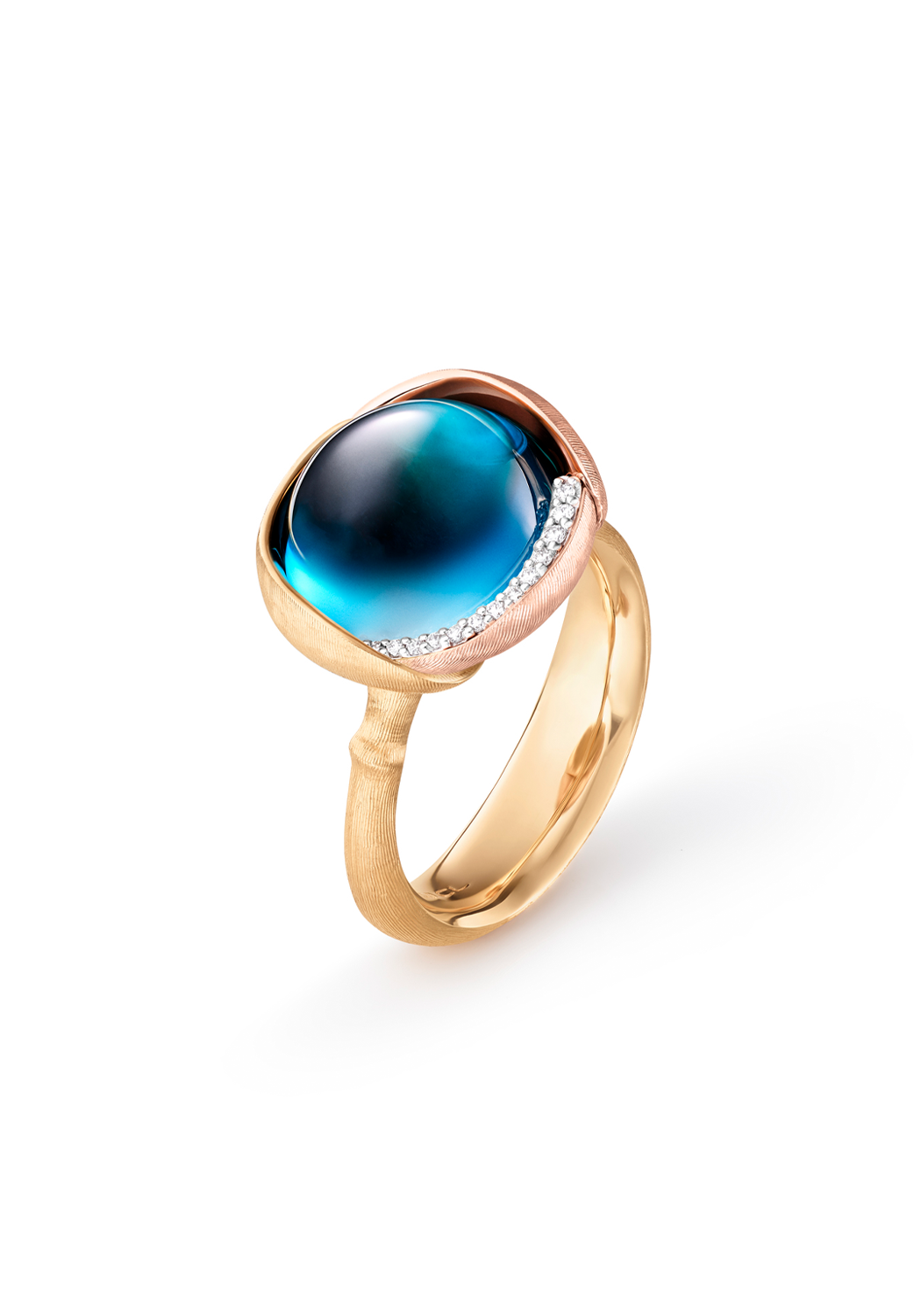 Three stone London blue topaz engagement ring set rose gold topaz ring –  Ohjewel