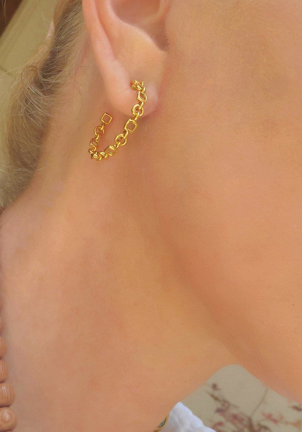 18k Yellow Gold Chain Link Hoops at Oster Jewelers