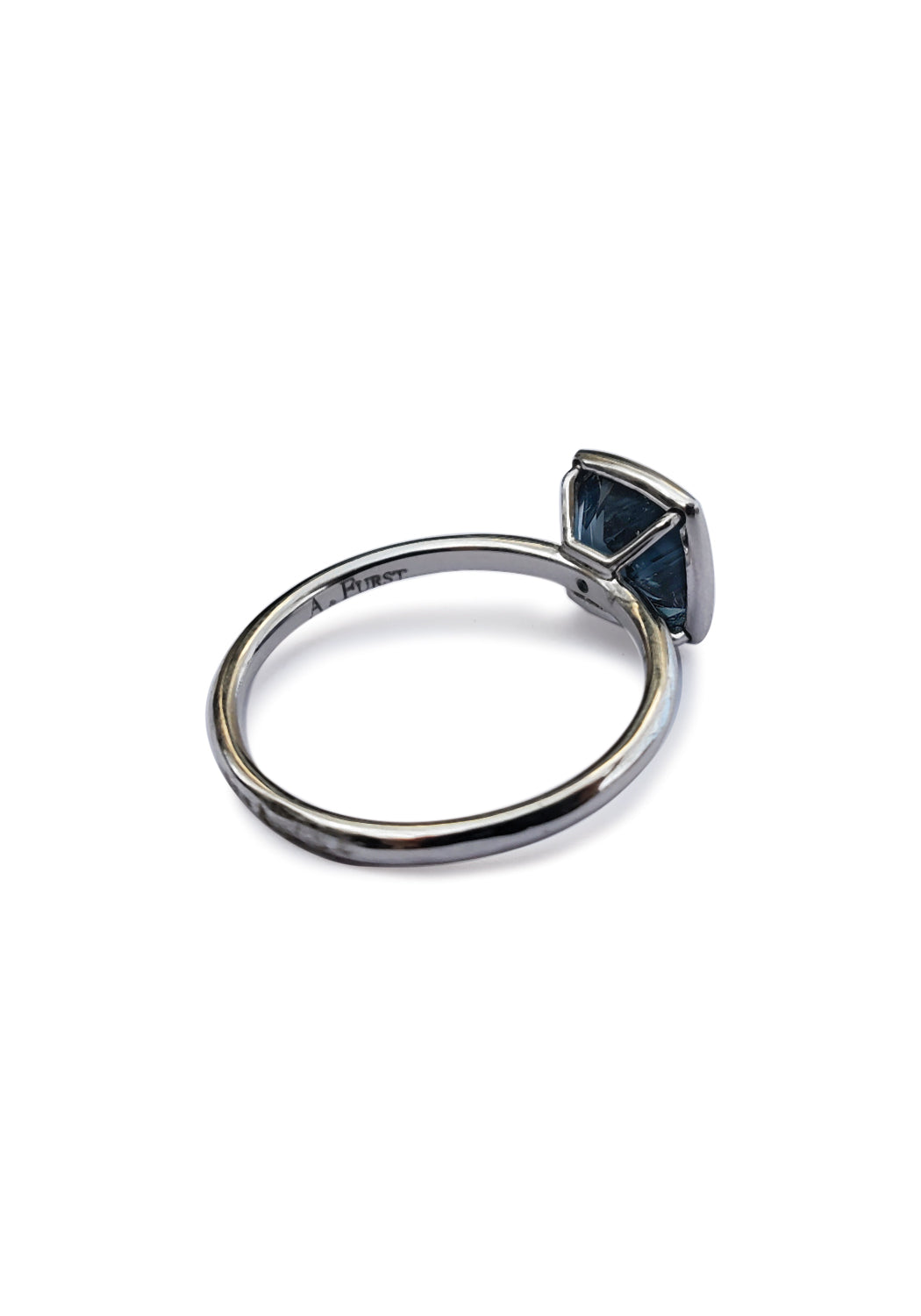 A & Furst Gaia 18KWG Cushion Cut London Blue Topaz Ring | OsterJewelers.com