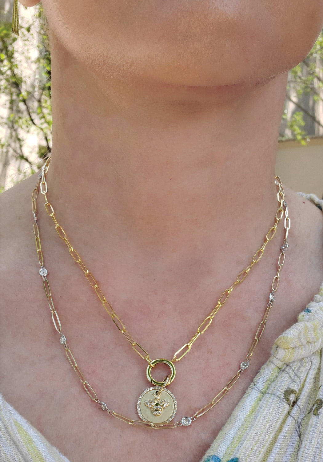 Diamond & Gold Bee Coin Necklace at Osterjewelers.com |  Chain necklaces sold separately