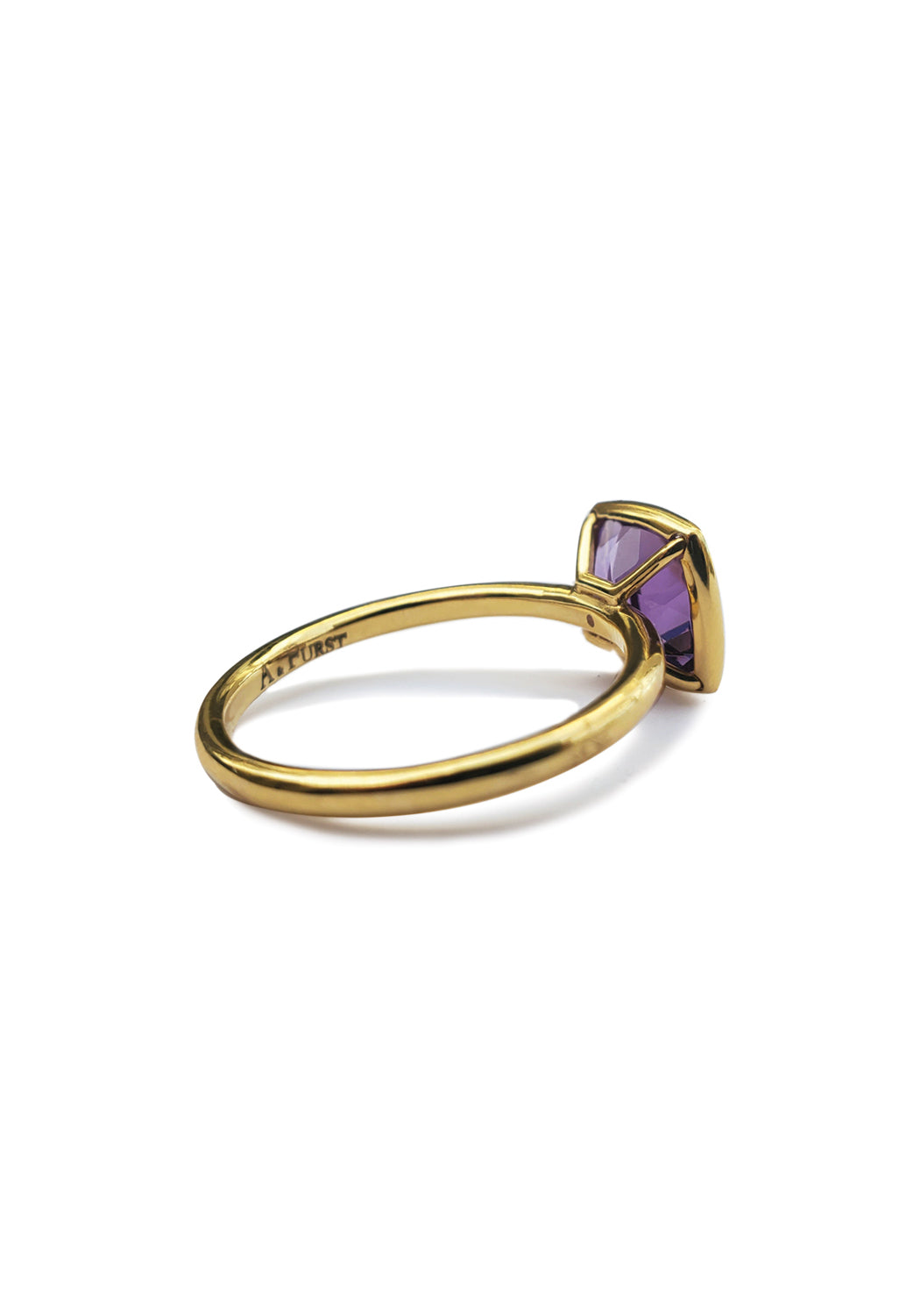 A & Furst Gaia 18KYG Cushion Cut Amethyst Ring