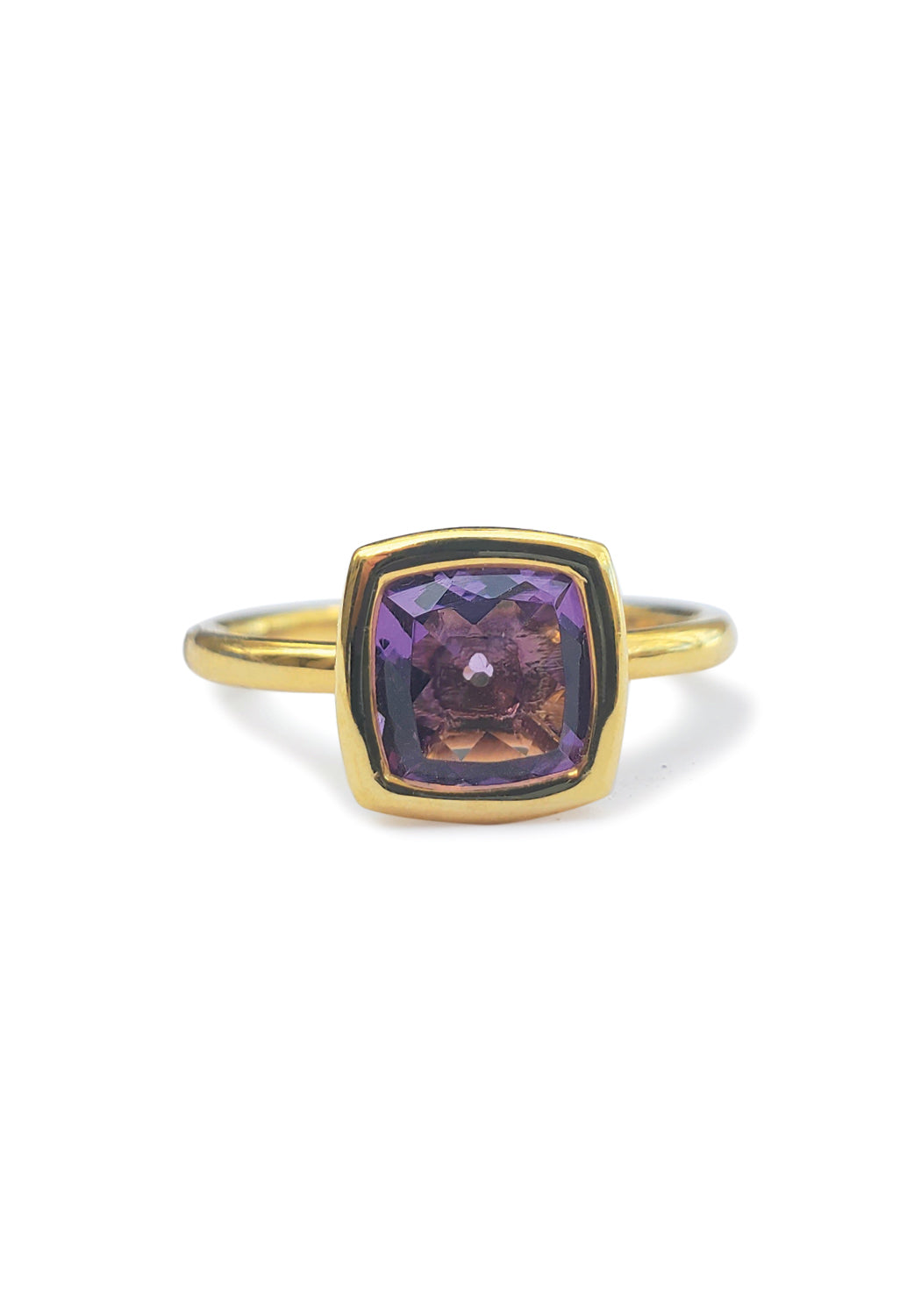 A & Furst Gaia 18KYG Cushion Cut Amethyst Ring | OsterJewelers.com