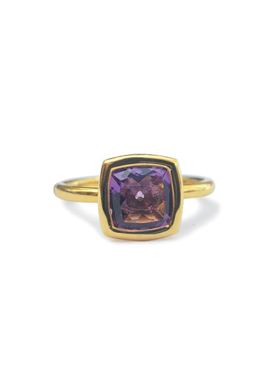 A & Furst Gaia 18KYG Cushion Cut Amethyst Ring | OsterJewelers.com