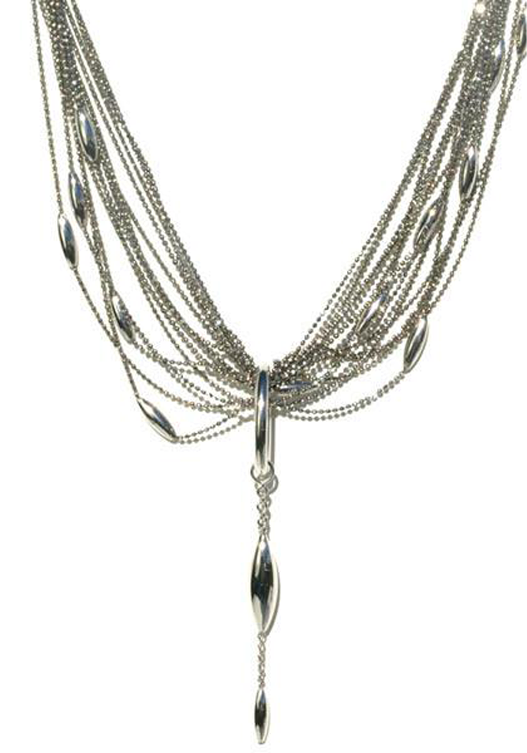 Calgaro Vibration 18K Blackened White Gold Spear Bead Necklace | OsterJewelers.com