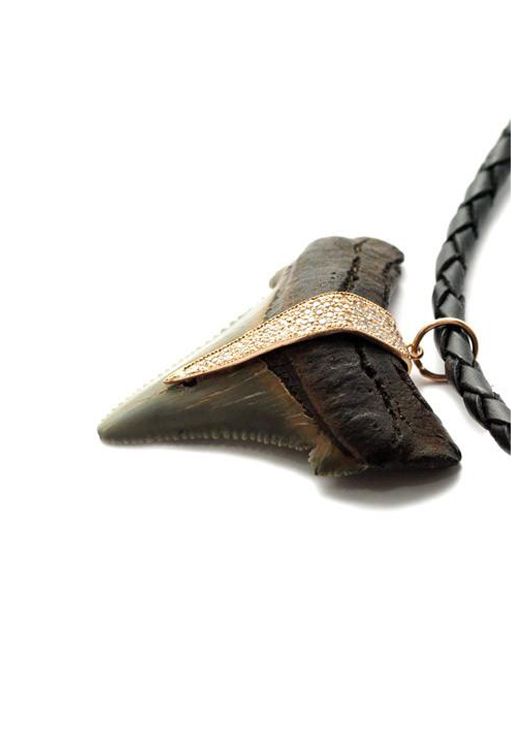 Jacquie Aiche 14KRG Diamond Shark Tooth Pendant on Leather Cord | OsterJewelers.com