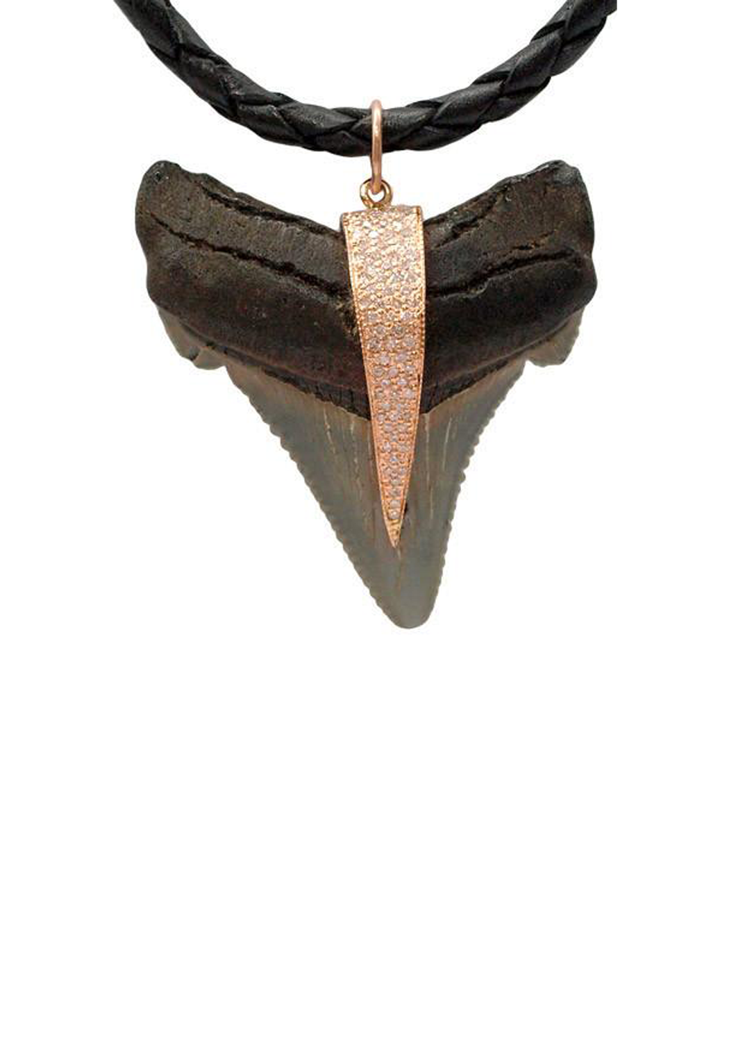 Jacquie Aiche 14KRG Diamond Shark Tooth Pendant on Leather Cord | OsterJewelers.com