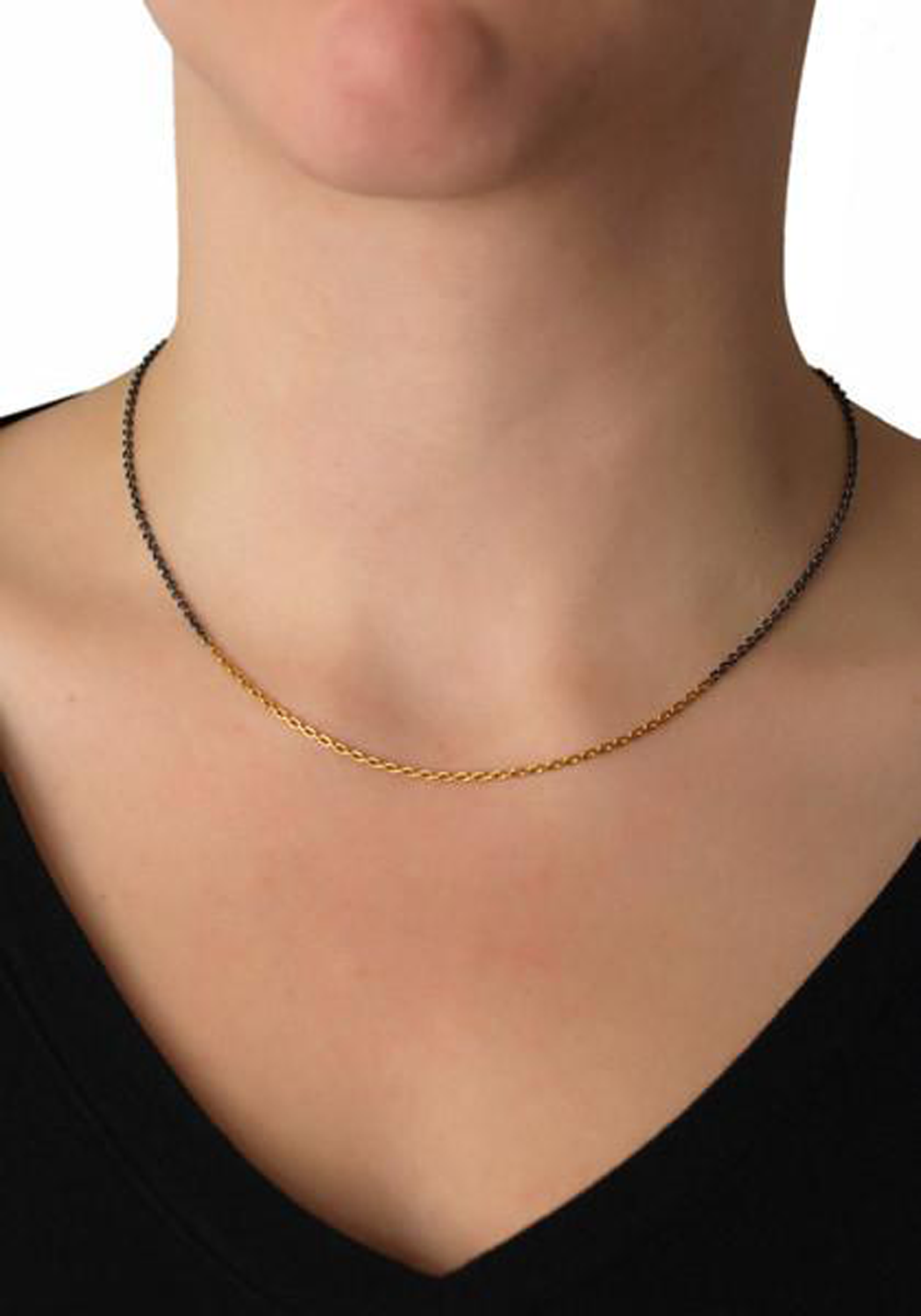 Lika Behar 24KYG & Oxidized Silver Mixed Rolo Chain Necklace | OsterJewelers.com