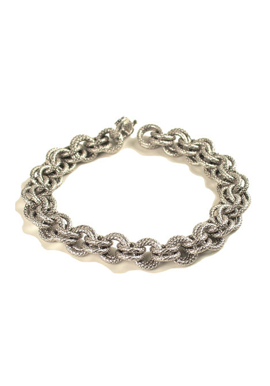 Marchisio Textured 18KWG Rolo Double Link Chain Bracelet | OsterJewelers.com