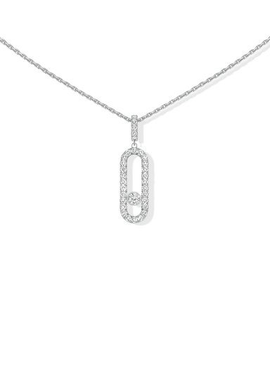 Messika Move Uno Pavé LM 18KWG Diamond Necklace | Ref. 12058-WG | OsterJewelers.com