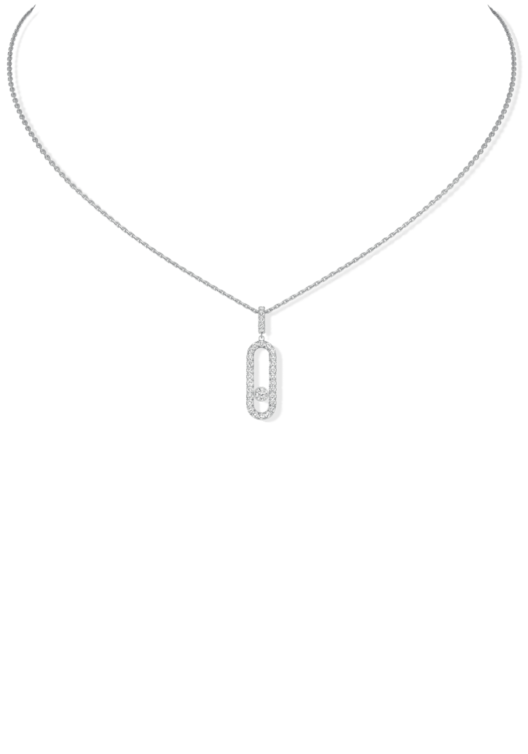 Messika Move Uno Pavé LM 18KWG Diamond Necklace | Ref. 12058-WG | OsterJewelers.com