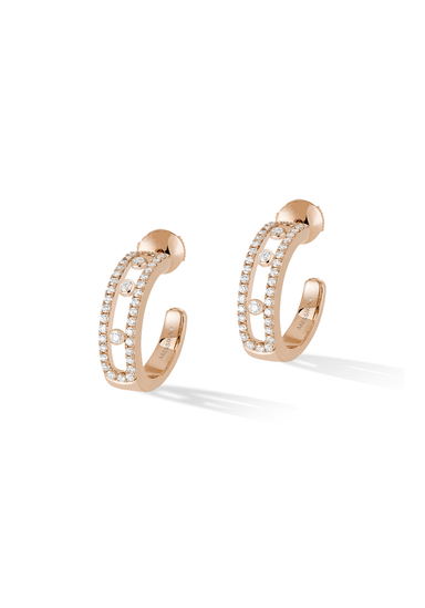 Messika Move 18KRG Pavé Diamond Hoop Earrings | Ref. 04993-RG | OsterJewelers.com