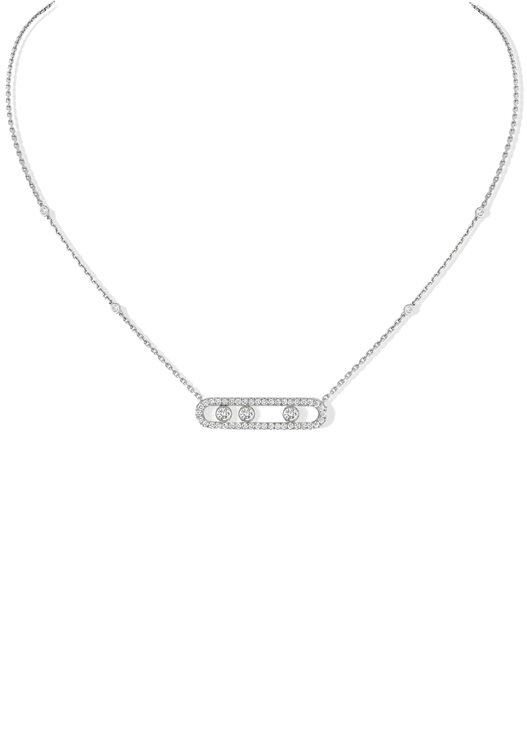 Messika Move 18KWG Pavé Diamond Necklace | Ref. 03994-WG | OsterJewelers.com