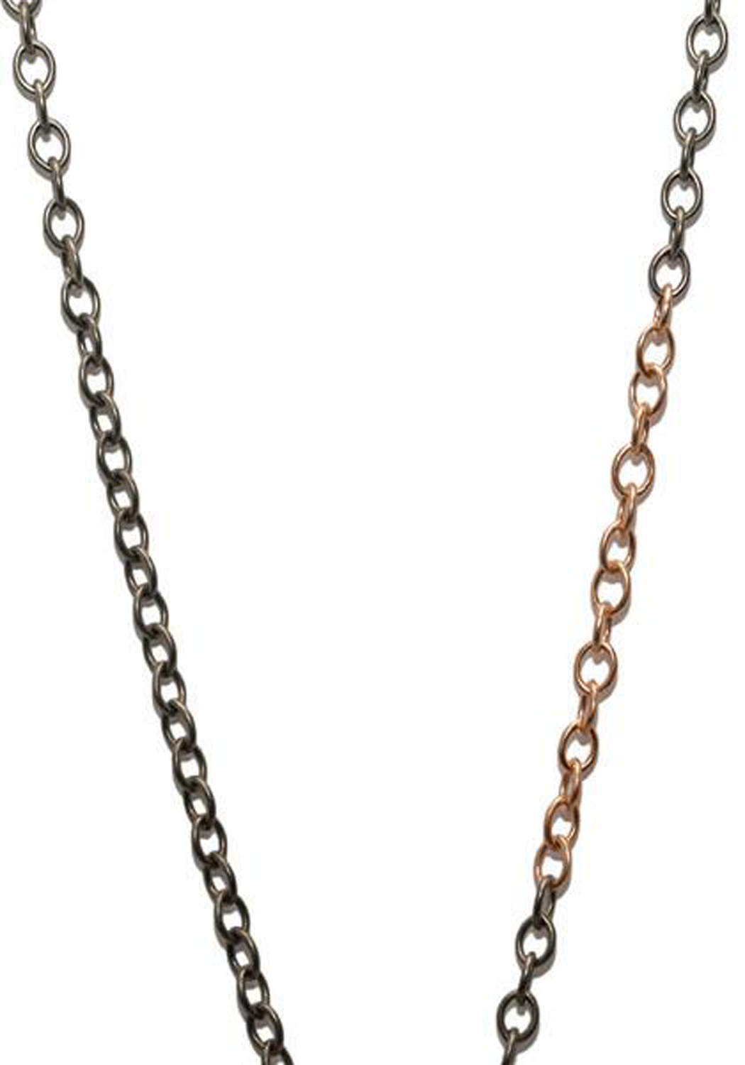 Mo & Me Blackened Silver and Rose Gold Rolo Chain Necklace | OsterJewelers.com