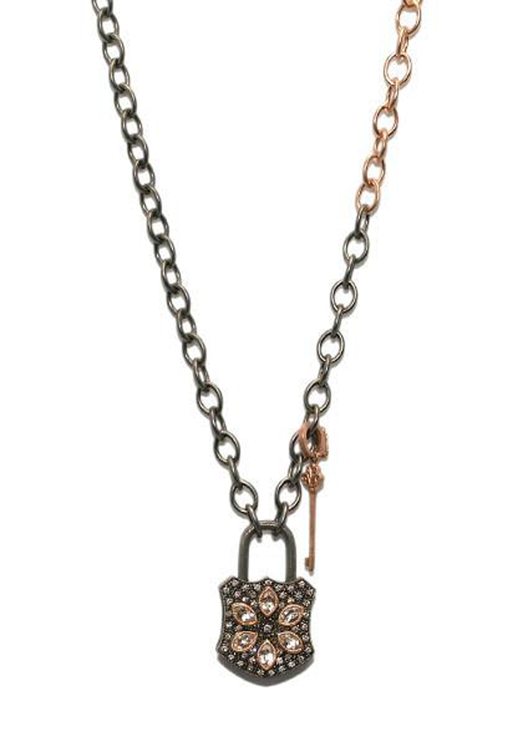 Mo & Me Blackened Silver and Rose Gold Rolo Chain Necklace | OsterJewelers.com