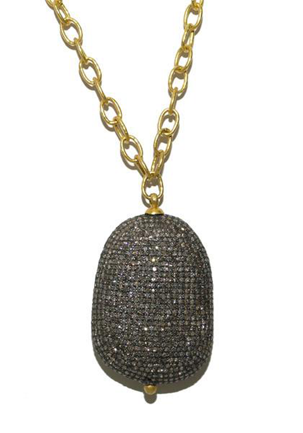 Mo & Me 18KYG Pavé Diamond Pebble Pendant Necklace | OsterJewelers.com