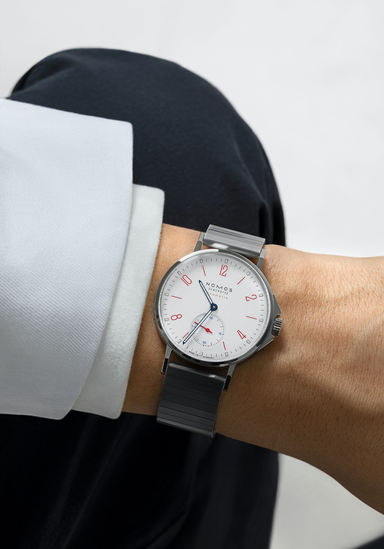 NOMOS Ahoi Neomatik Siren White on the wrist | Ref. 564 | OsterJewelers.com