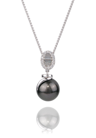 Oster Collection 14KWG Diamond & Tahitian Pearl Necklace | OsterJewelers.com