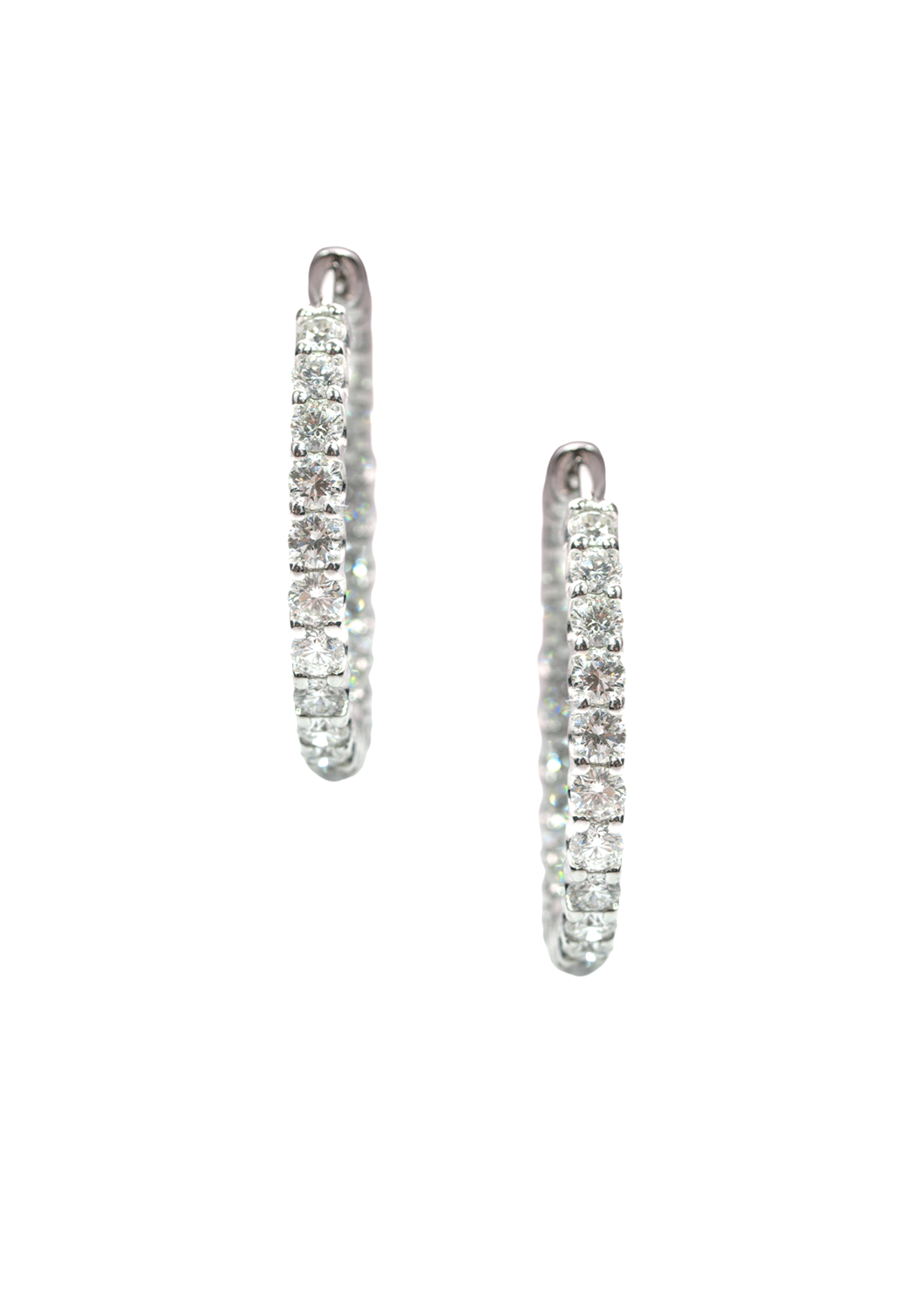 Oster Collection 18KWG Inside & Outside Diamond Hoop Earrings | OsterJeweler.com