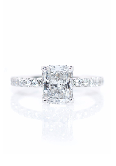 Oster Collection Platinum Pavé Radiant Cut Diamond Ring | OsterJewelers.com