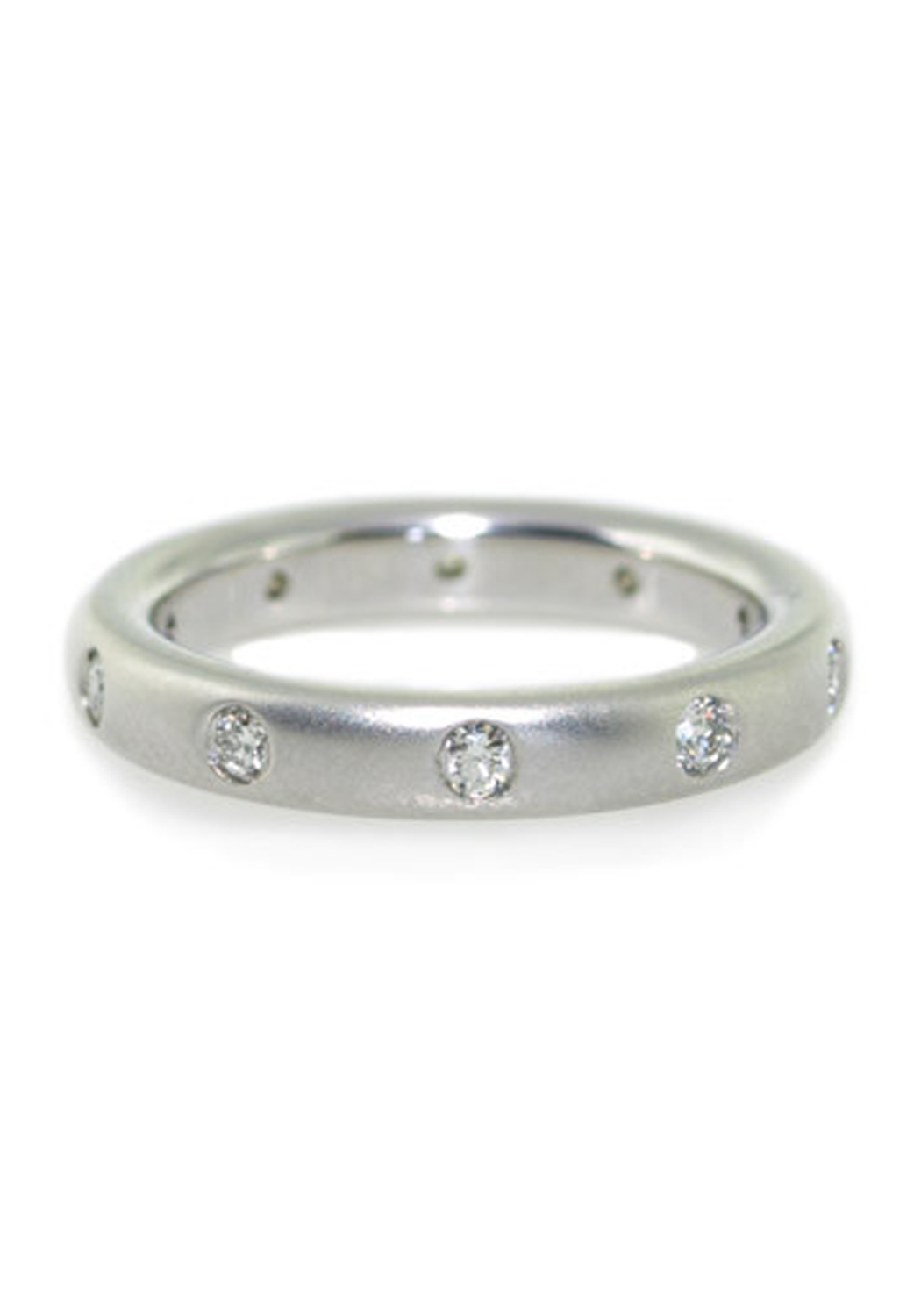 Precision Set Matte 18KWG Flush Set Diamond Band | OsterJewelers.com