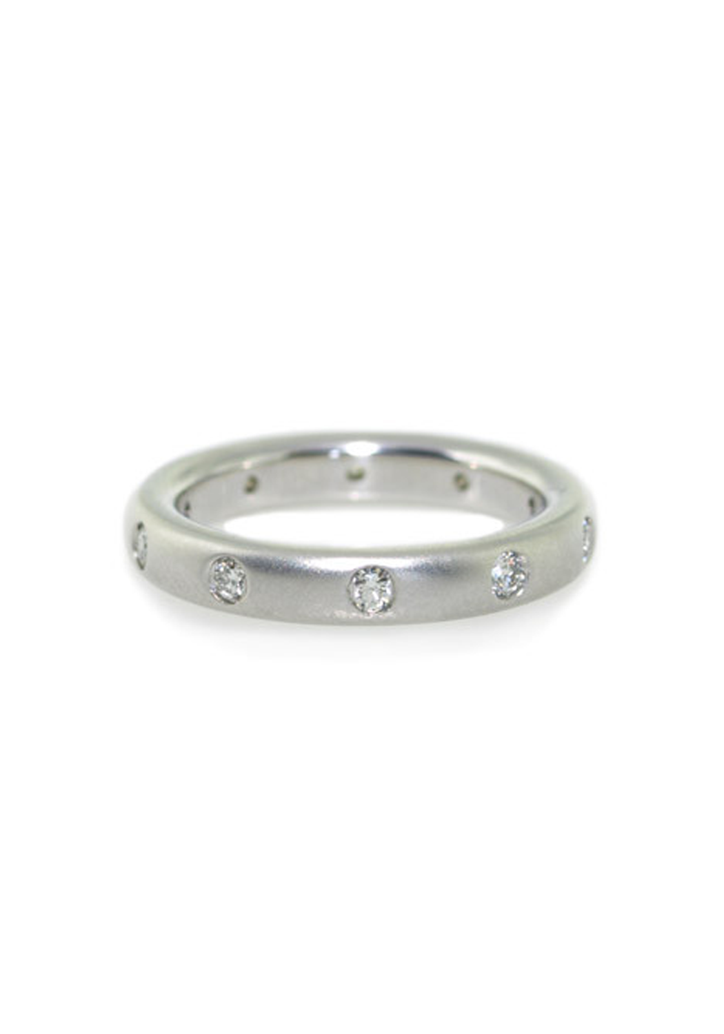 Precision Set Matte 18KWG Flush Set Diamond Band | OsterJewelers.com