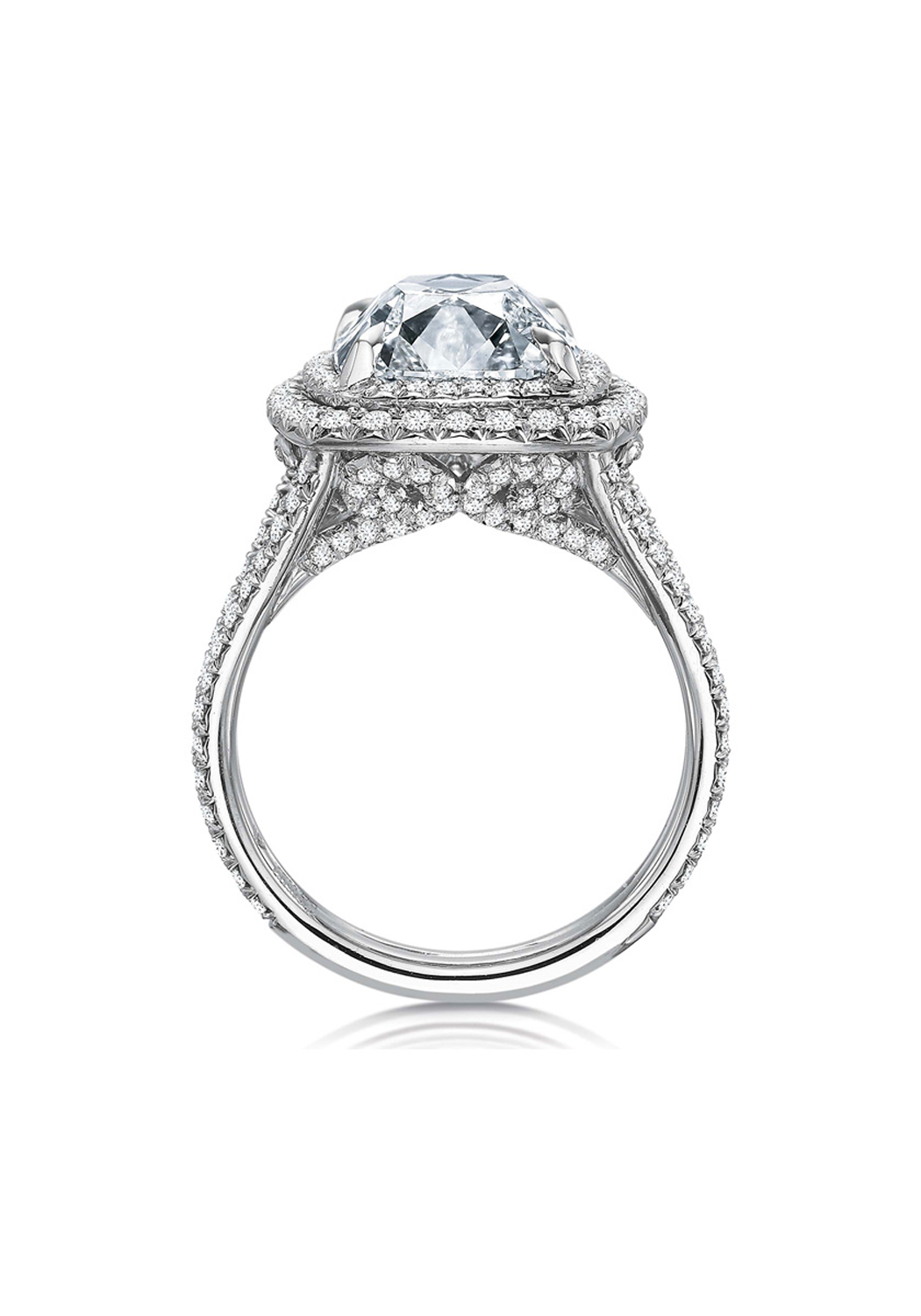 Precision Set Platinum Split Shank Double Halo Semi-Mount Diamond Ring | OsterJewelers.com