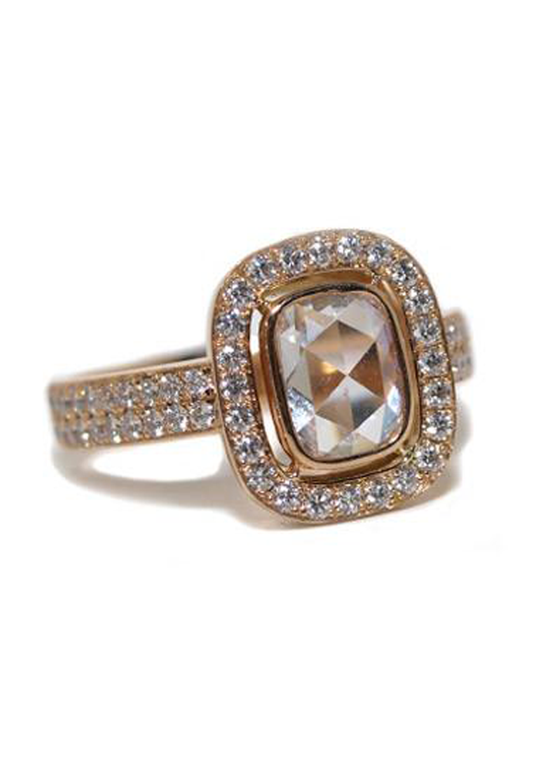 Rahaminov 18K Rose Gold Cushion Rose Cut Diamond Ring | OsterJewelers.com