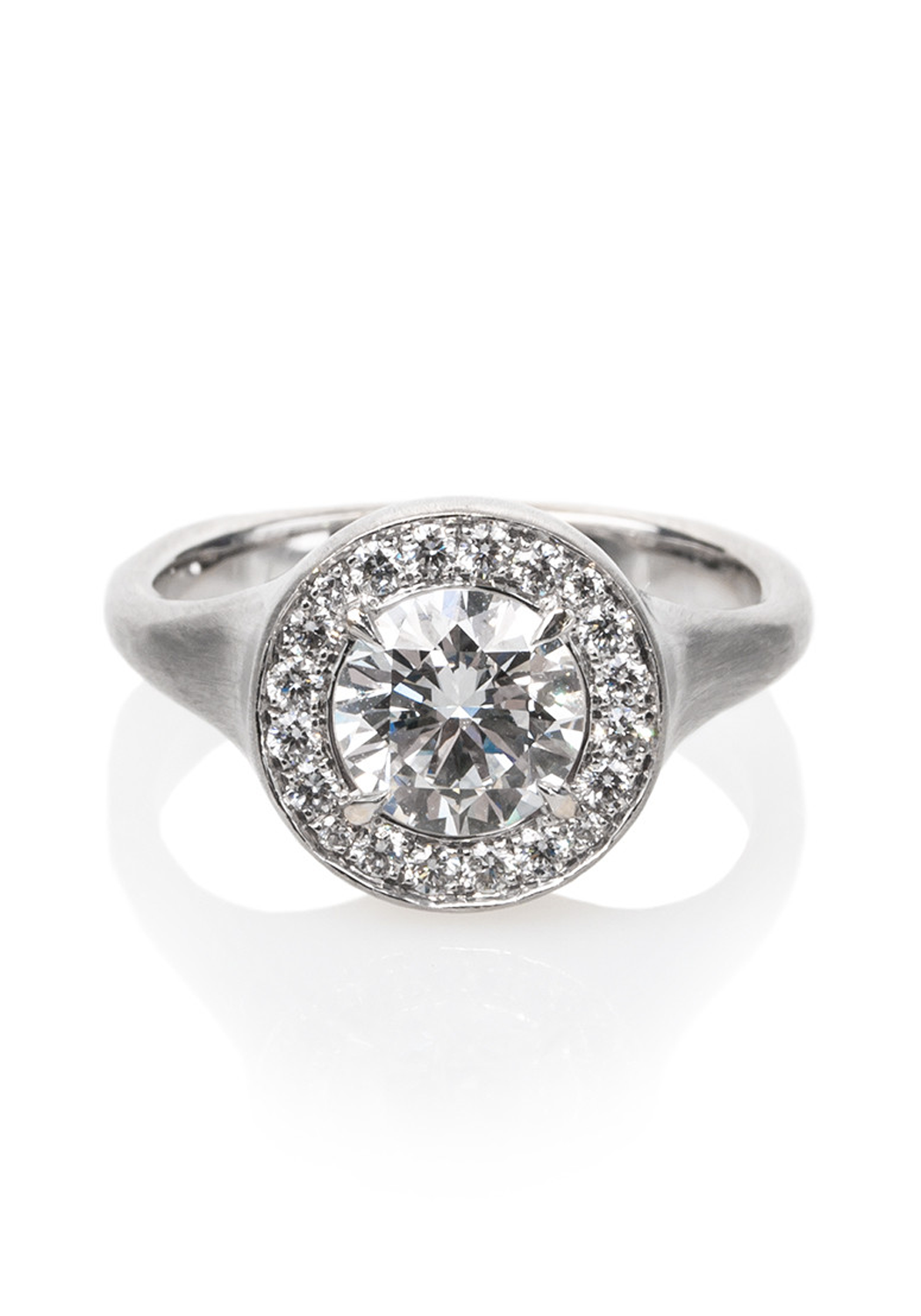 Rahaminov Matte 18KWG Halo Bezel Set Round Diamond Ring | OsterJewelers.com