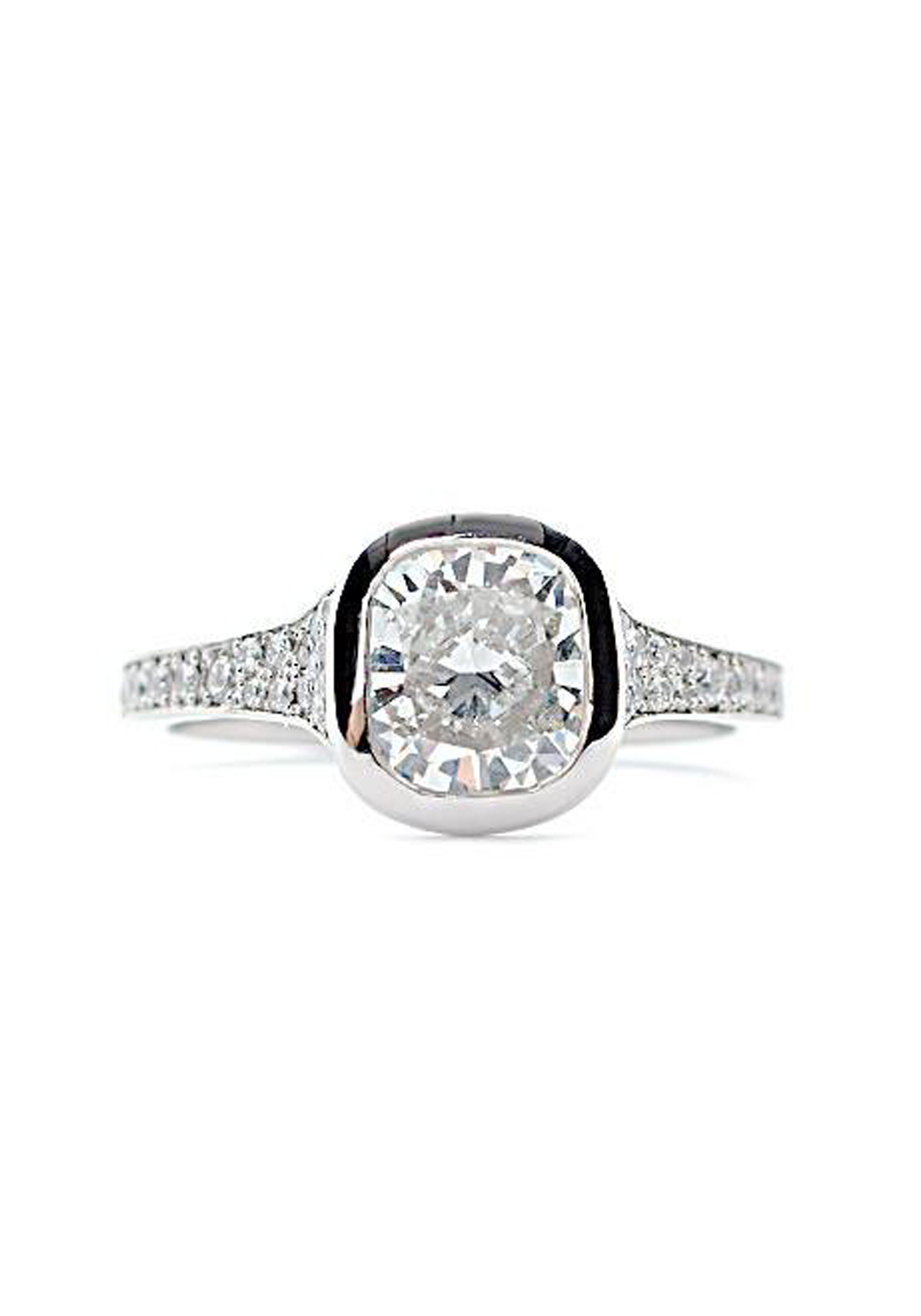 Rahaminov Platinum Cushion Cut Diamond Ring | OsterJewelers.com