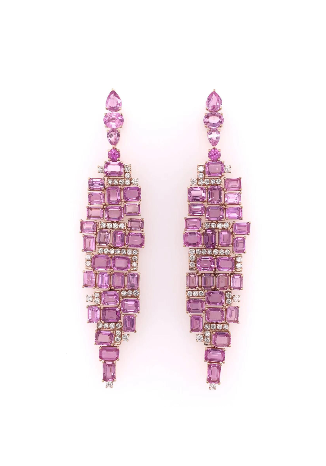 Ruchi 18K Rose Gold Pink Sapphire Chandelier Earrings | OsterJewelers.com