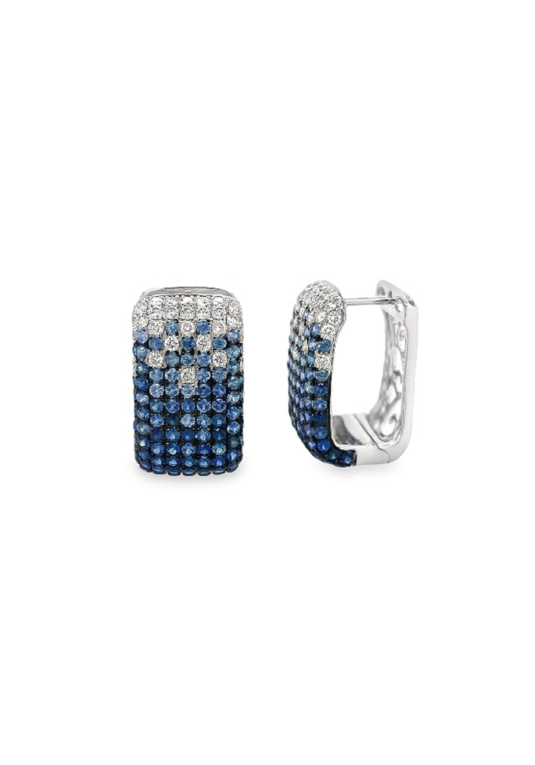 Ruchi 18KWG Ombré Diamond & Blue Sapphire Huggie Earrings | OsterJewelers.com