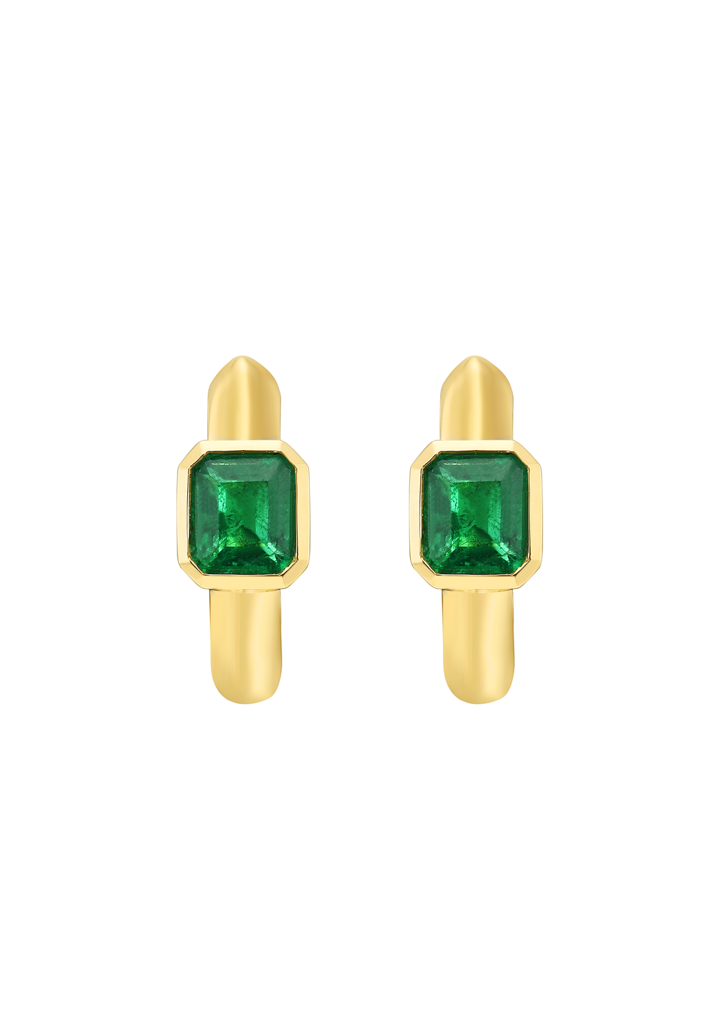 Ruchi 18KYG Jardin Solitaire Emerald Hoop Earrings | OsterJeweler.com