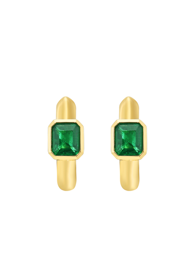 Ruchi 18KYG Jardin Solitaire Emerald Hoop Earrings | OsterJeweler.com