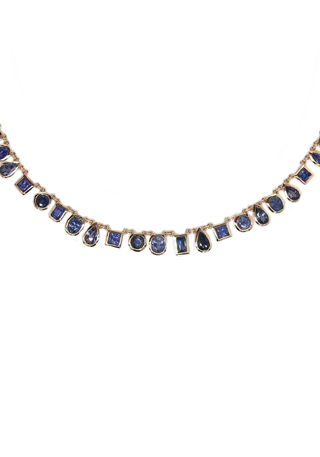 Ruchi 18KYG Mixed Shape Midnight Blue Sapphire Fringe Necklace | OsterJewelers.com