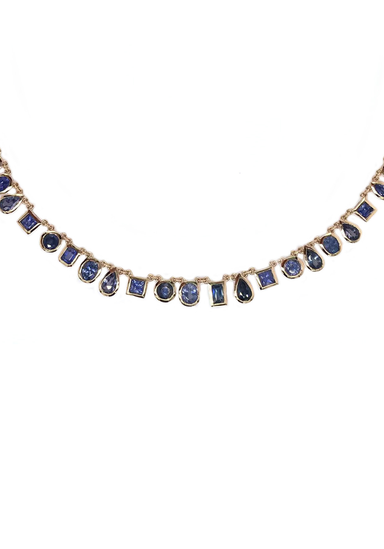 Ruchi 18KYG Mixed Shape Midnight Blue Sapphire Fringe Necklace | OsterJewelers.com