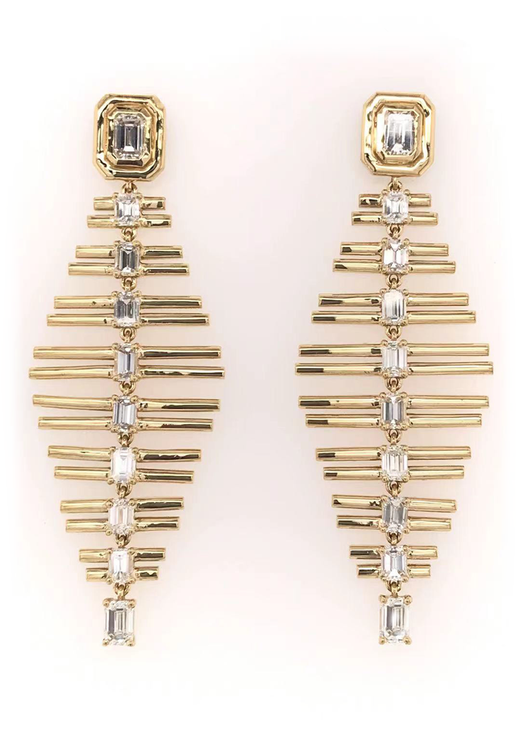 Ruchi 18KYG Scintillate Diamond Fishbone Dangle Earrings | OsterJewelers.com