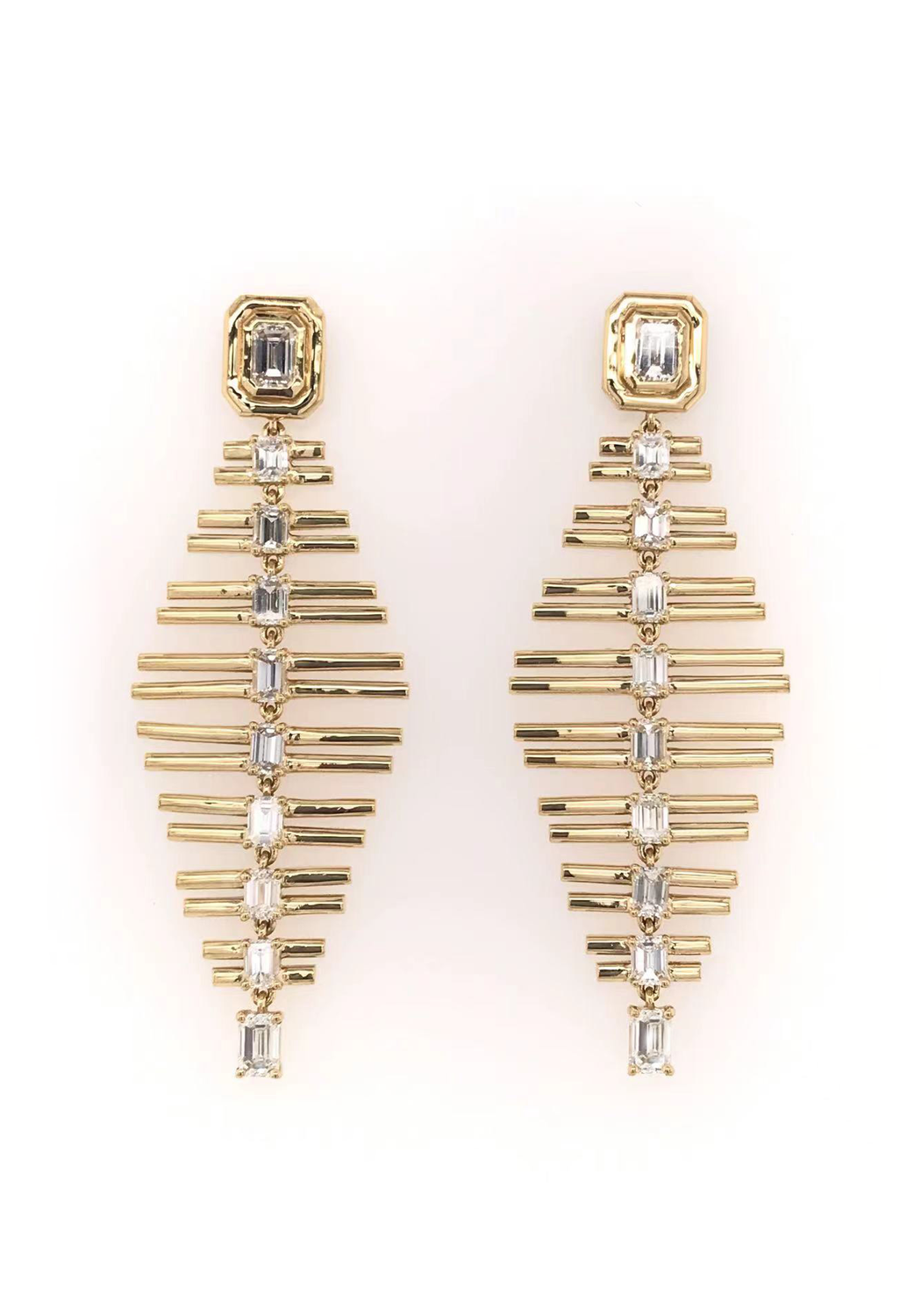 Ruchi 18KYG Scintillate Diamond Fishbone Dangle Earrings | OsterJewelers.com