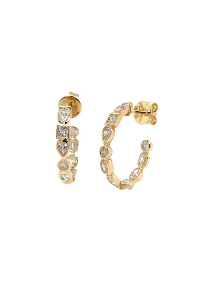 Ruchi 18KYG Mixed Shape Diamond Open Hoop Earrings | OsterJewelers.com