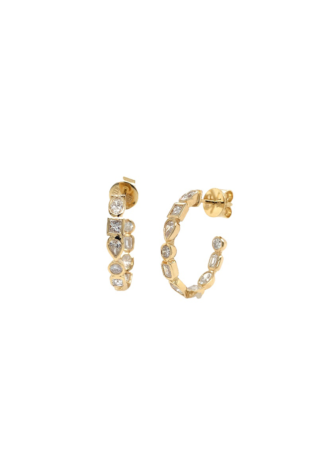 Ruchi 18KYG Mixed Shape Diamond Open Hoop Earrings | OsterJewelers.com