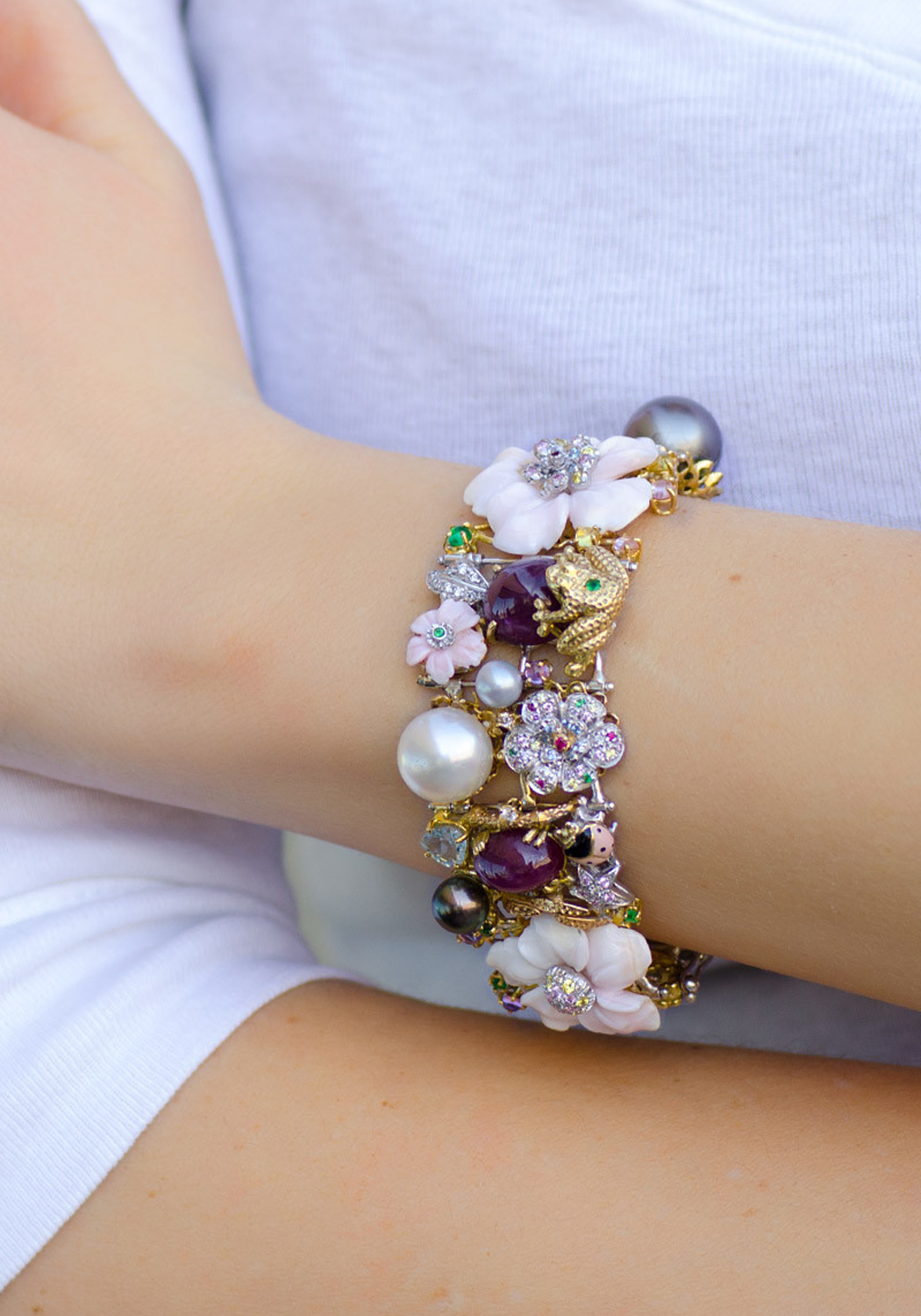 Santagostino Lazy Summer Day Pearl & Ruby Bracelet | OsterJewelers.com