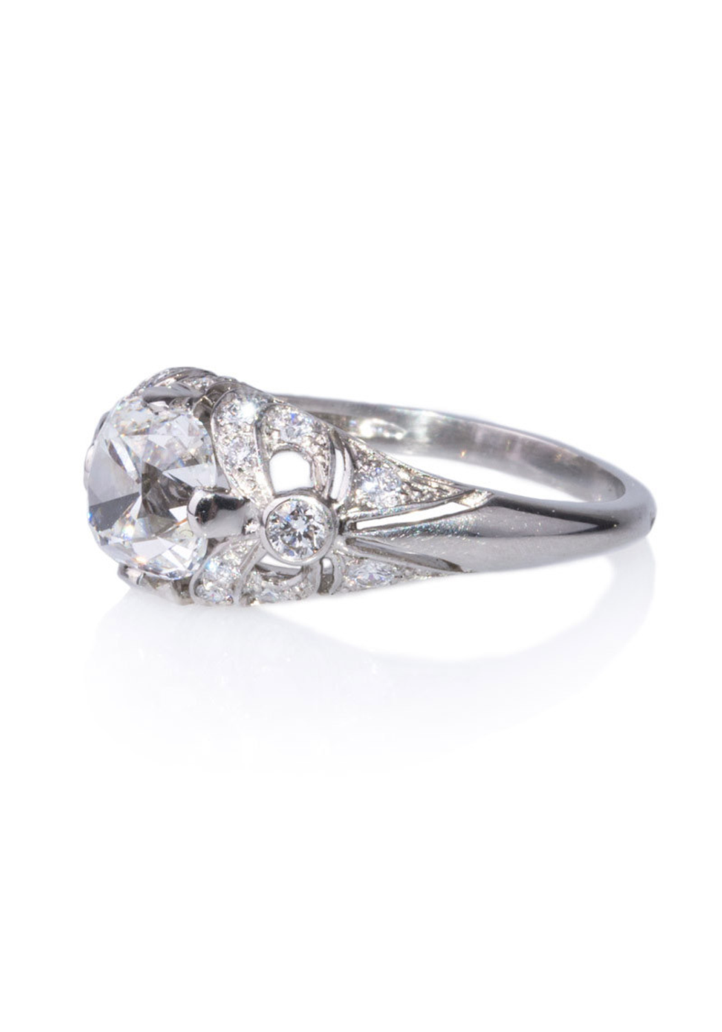 Sébastien Barier Platinum Cushion Cut Diamond Ring | OsterJewelers.com