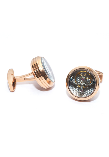 Silver & Rose Gold Plated Tourbillon Cufflinks | OsterJewelers.com