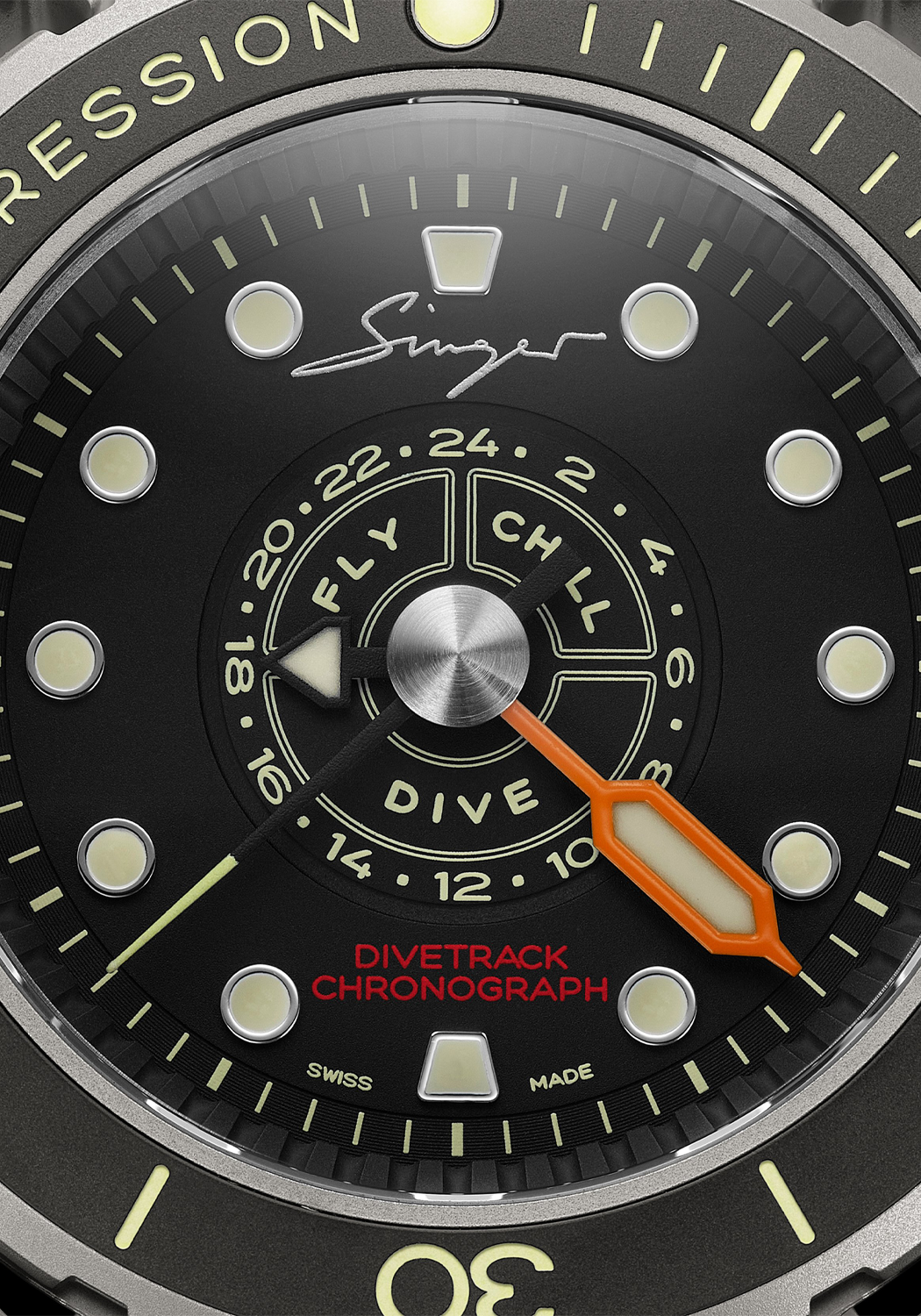 Singer Reimagined Divetrack Dial Closeup | Ref. SR401 | OsterJewelers.com