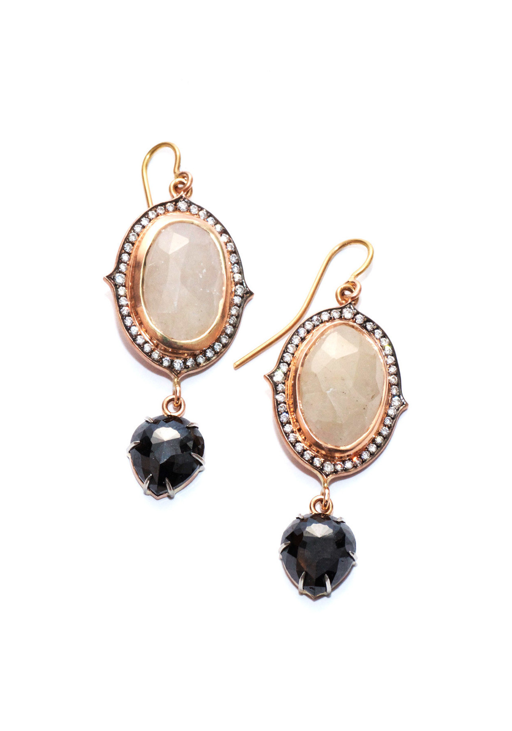 Sylva & Cie Gray Black Diamond & Grey Sapphire Dangle Earrings | OsterJewelers.com