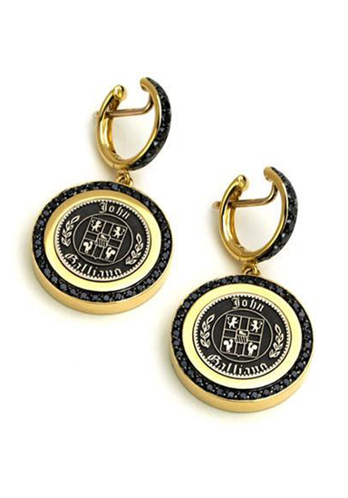 Valente 18K Yellow Gold Black Diamond Signet Disc Earrings | OsterJewelers.com