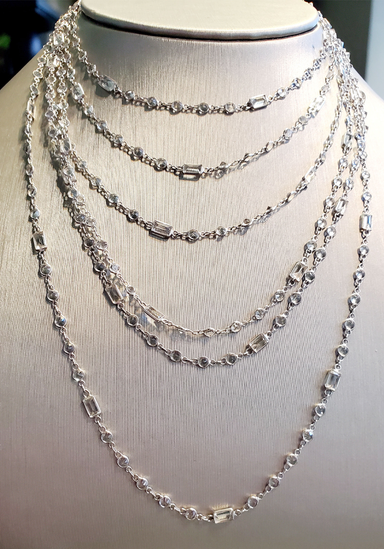 18K White Gold White Topaz Chain Necklace | 91" | OsterJewelers.co