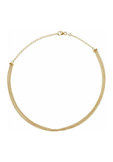 14KYG 5-Strand Solid Bead Chain Choker Necklace | OsterJewelers.com