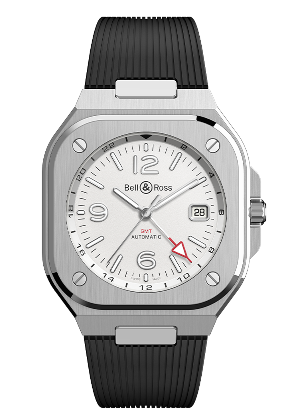 Bell Ross BR 05 GMT White on Rubber Strap BR05G SI ST SRB