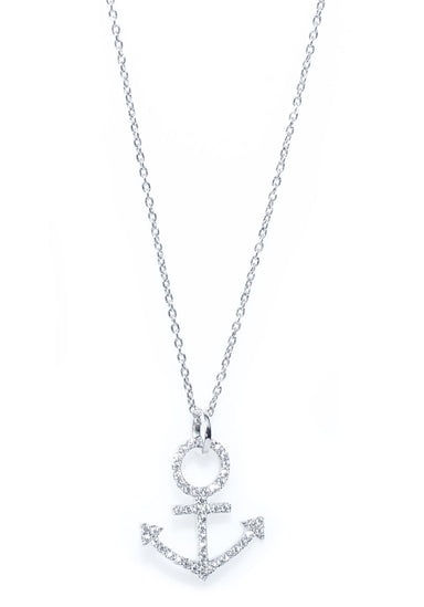 Oster Collection 18KWG Diamond Anchor Pendant | OsterJewelers.com